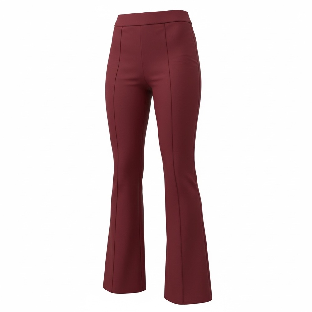 High-Rise Flare Pants in Burgundy